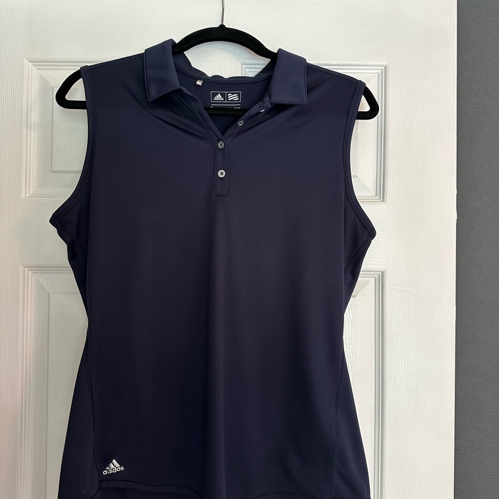 Adidas Dark Blue Polo Shirt Sleeveless